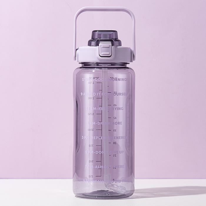 GOURDE,violet-2.0L--Bouteille'eau de sport 2000ml, grande bouteille de thé transparente, Portable, voyage en plein air, sans BPA, es