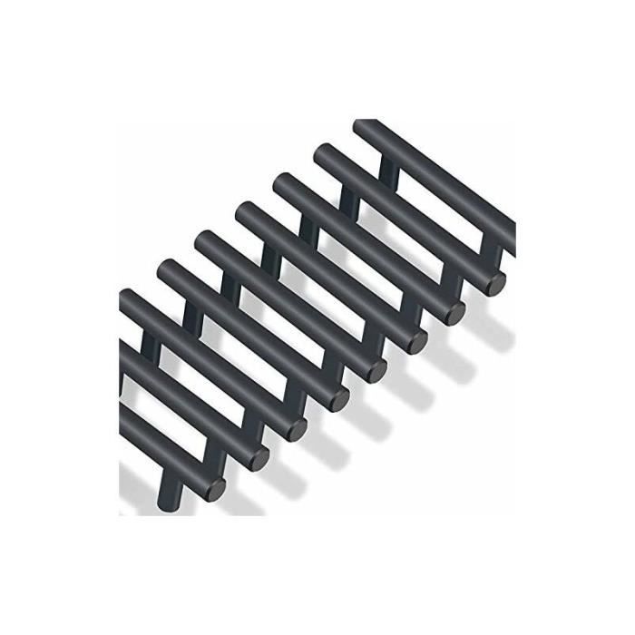 Poignées d'armoire T Bar Bâton YYV - Noir - Lot de 20 - Entraxe 64 mm