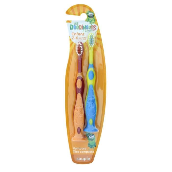 DOODINGUES Lot de 2 Brosses à dents Enfant - 2/6 ans
