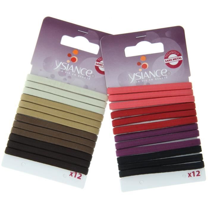 YSIANCE Lot de 12 Elastiques à cheveux Plats - Multicolores