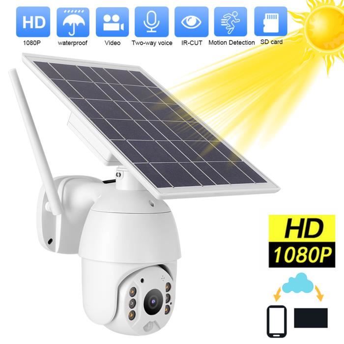 Zerone Caméra IP67 Système de surveillance de vision nocturne étanche WiFi de caméra PTZ d'alerte d'énergie solaire