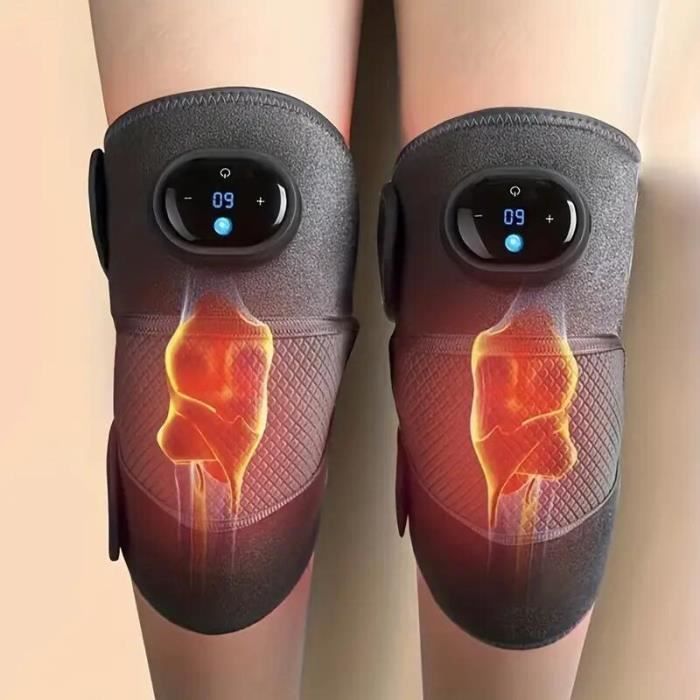 Masseur de Genou Appareil de Massage des Genoux Vibration 3 Modes de Chauffage et Dintensit Chauffage Masseur- 2pcs