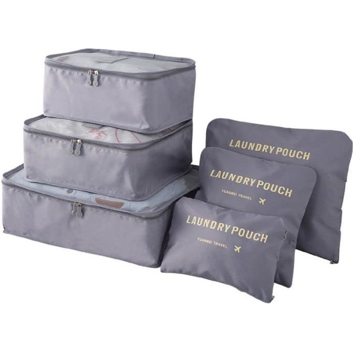 Set de 6 Pcs Sac de Rangement Voyage Maison Bagage Organisateur Stockage étanche pour Vêtements Couleur girs