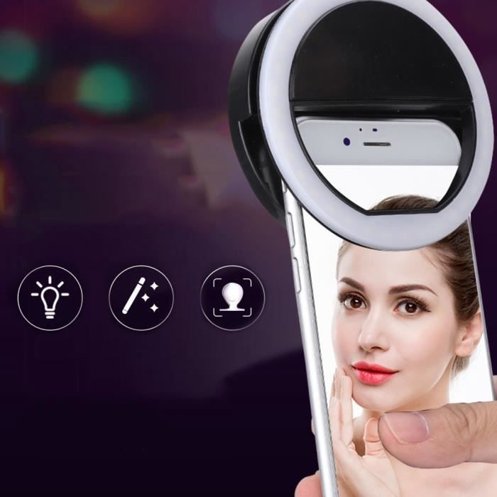 XAN Lampe à selfie pour téléphone Selfie LED Ring Flash Light Portable Phone Selfie Lamp Lampe à pince lumineuse pour iPhone