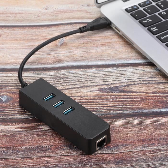 DM-HE27 RTL8153, pour NIC est une solution rentable Adaptateur de convertisseur Ethernet USB 3.0 avec 3 ports 3.0 HUB vers RJ45
