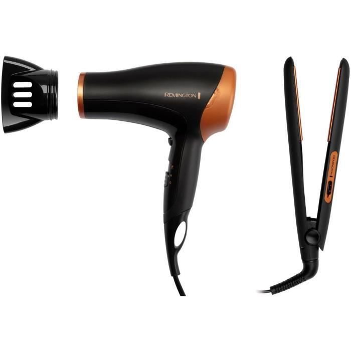 Remington D3012GP Coffret Cadeau, Sèche Cheveux Ionique 2000W et Lisseur Plaques Flottantes Ceramic