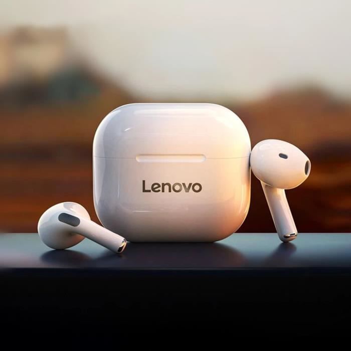 Écouteurs TWS - Lenovo - LP40 - Bluetooth 5.0 - Résistant à la transpiration - Blanc