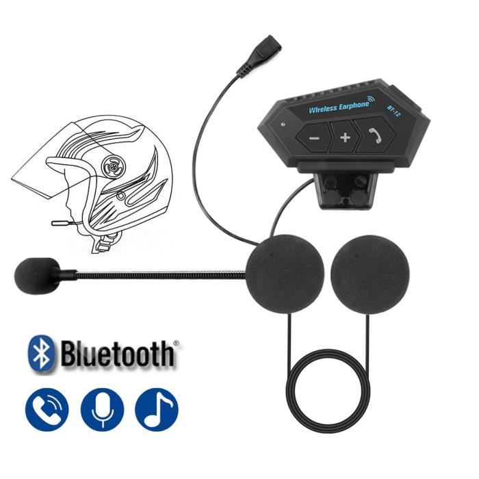 Casque de moto Bluetooth 4.1 + EDR, casque sans fil, kit mains libres avec micro musique Call Control Intercom réduction du bruit